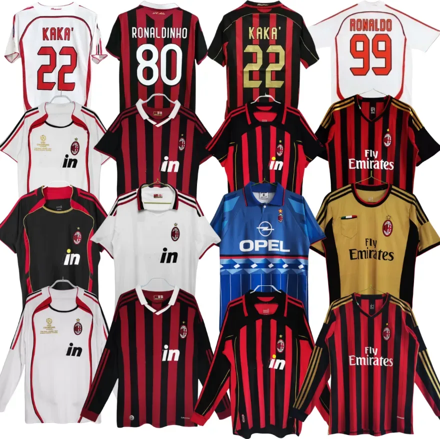 AC Milan Gullit 10 en Van Basten 9 retroshirts — toont Nederlandse iconen met nummernuance