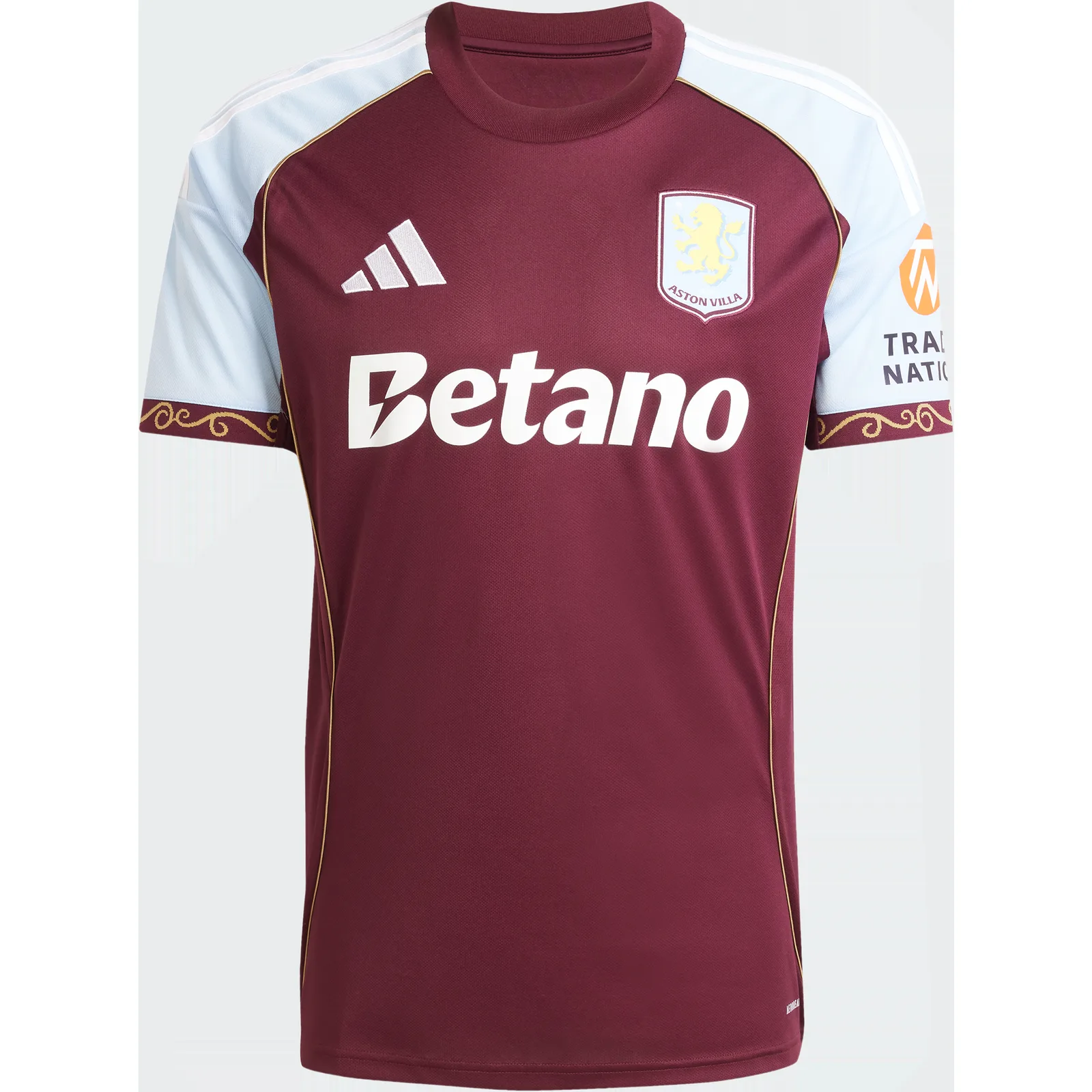Aston Villa thuisshirt 2026-2027 claret-blauw archiefdesign — toont clubspecifieke details