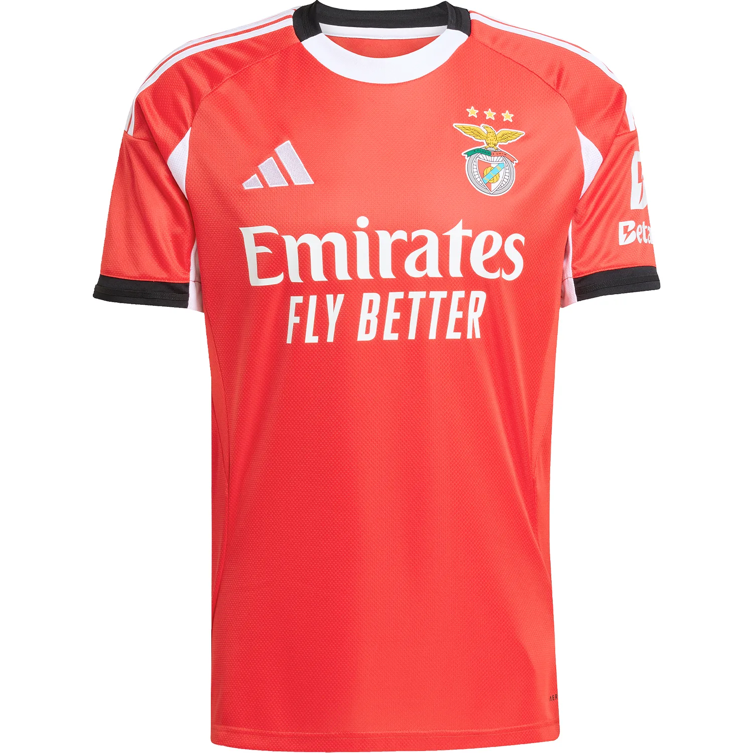 Benfica thuisshirt 2026-2027 rood met Campus-eerbetoon — toont kleur en neklijn