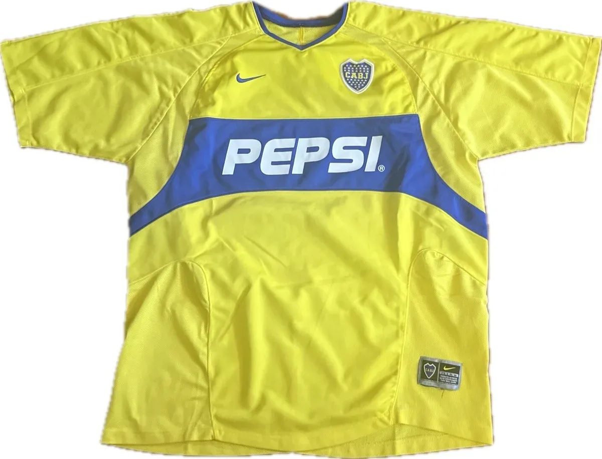 Boca Juniors 2003/04 thuisshirt met Pepsi-sponsor